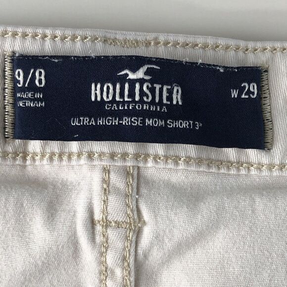 Hollister California Ultra High-Rise Mom Shorts 3" Cargo Ivory Size 9/8 W 29 - Picture 3 of 16